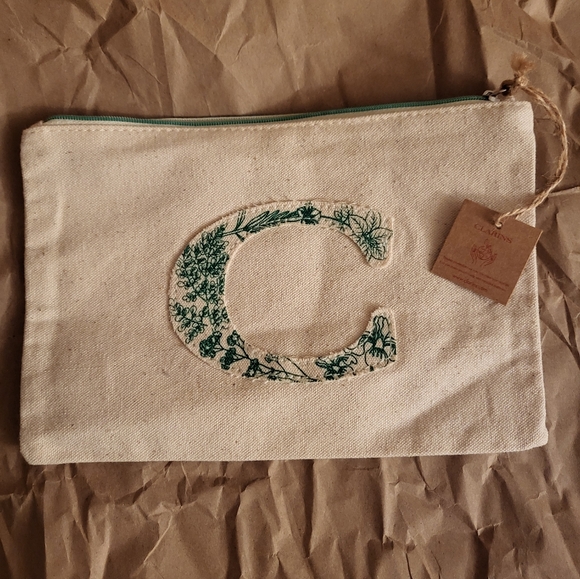 Clarins LETTER C pouch with Green Accents - Picture 3 of 7